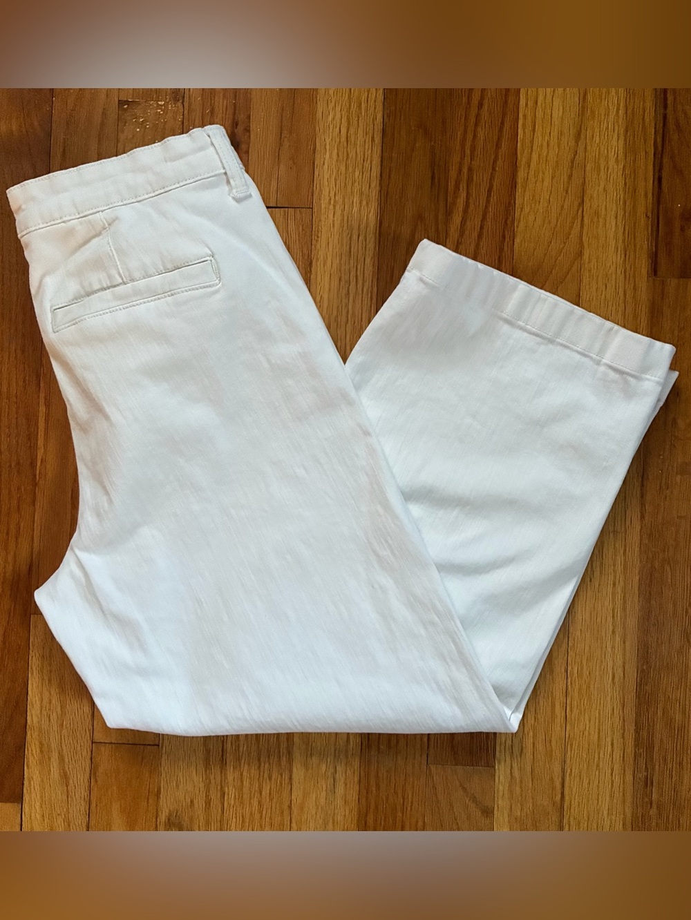 Ella Moss White Chino Straight Leg Ankle Pants Mid Rise Pockets Women’s Size 8